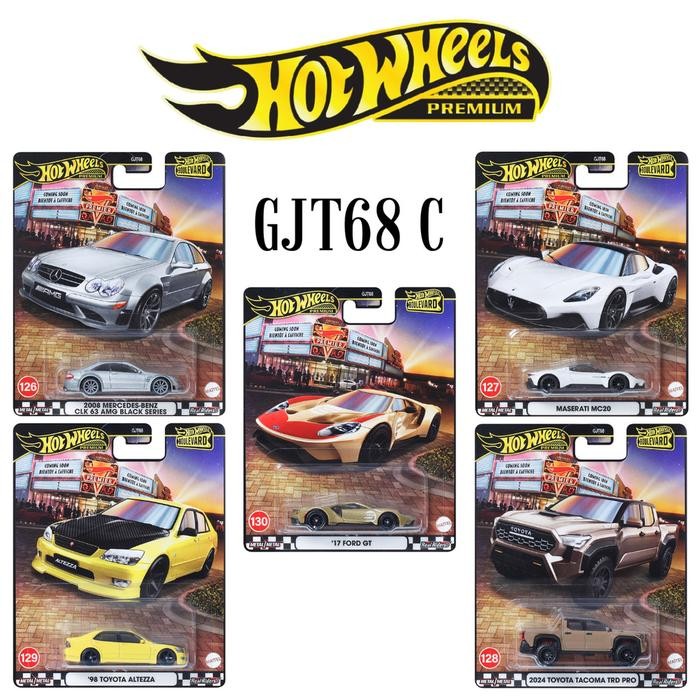 HOT WHEELS PREMIUM BOULEVARD GJT68 C 2025 SET 5PCS MERCEDES CLK MASERATI ALTEZZA TACOMA FORD GT