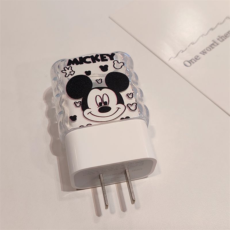 Disney Mickey USB Cable Charger Case Protector,18/20W USB Cable Charging Head Winder Case Protector