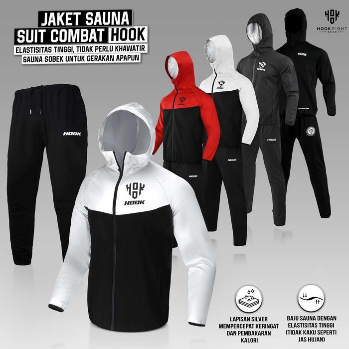 Jaket Sauna Suit Olahraga Baju Jas Pembakar Lemak Elastis Hook Baju Sauna Olahraga Pembakar Lemak