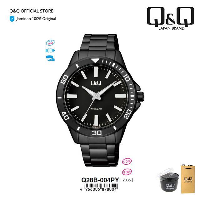 Q&Q QNQ QQ JAM TANGAN PRIA ANALOG STAINLESS STEEL - Q28B TAHAN AIR