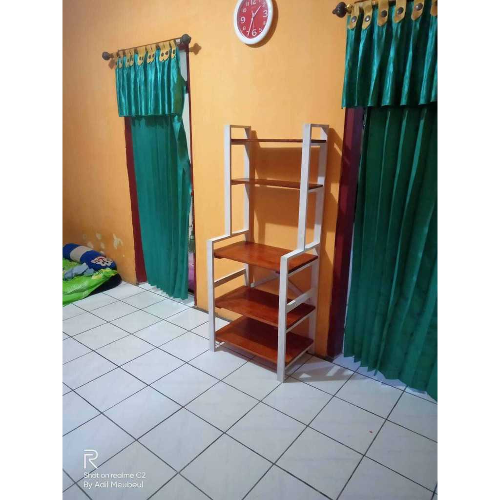 rak meja kompor kayu serbaguna rak portabel