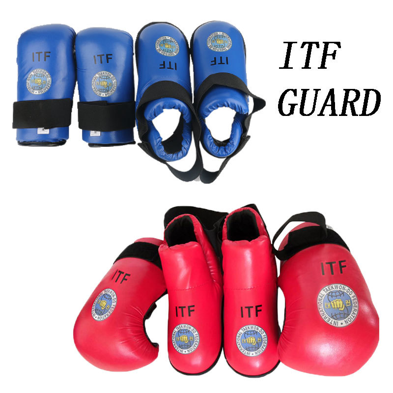 Taekwondo red/blue ITF hand Protector Footwear taekwondo For Adult Child Taekwondo ITF Gloves Foot