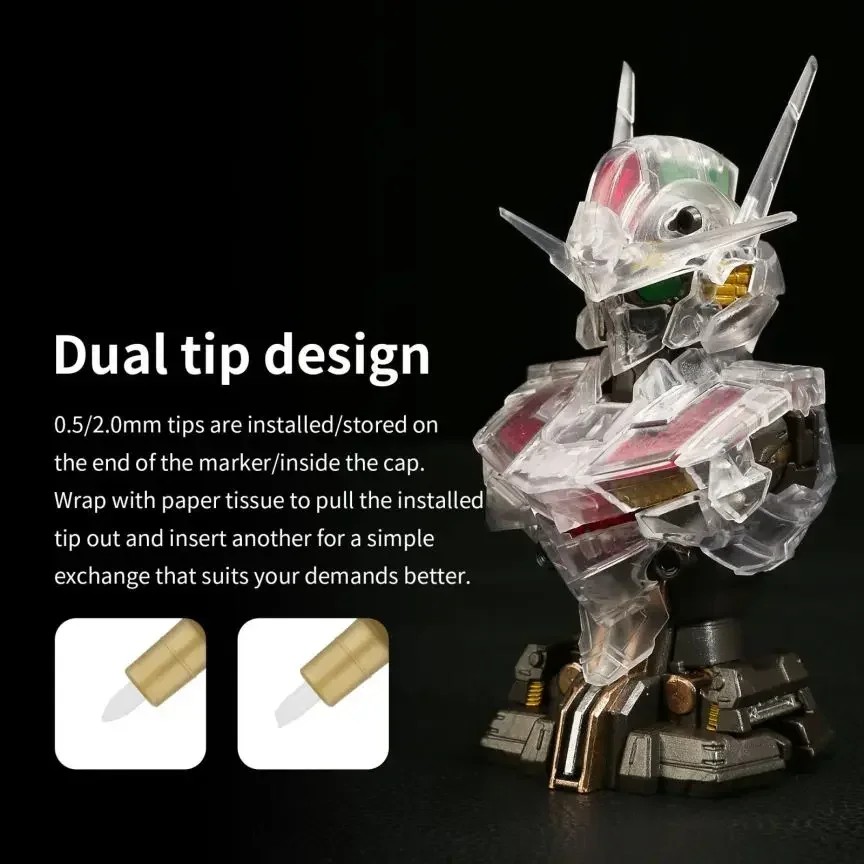 DSPIAE MKA 12 Colors Super Metallic Color Markers for Gundam Mecha Model Making Hobby DIY Tool