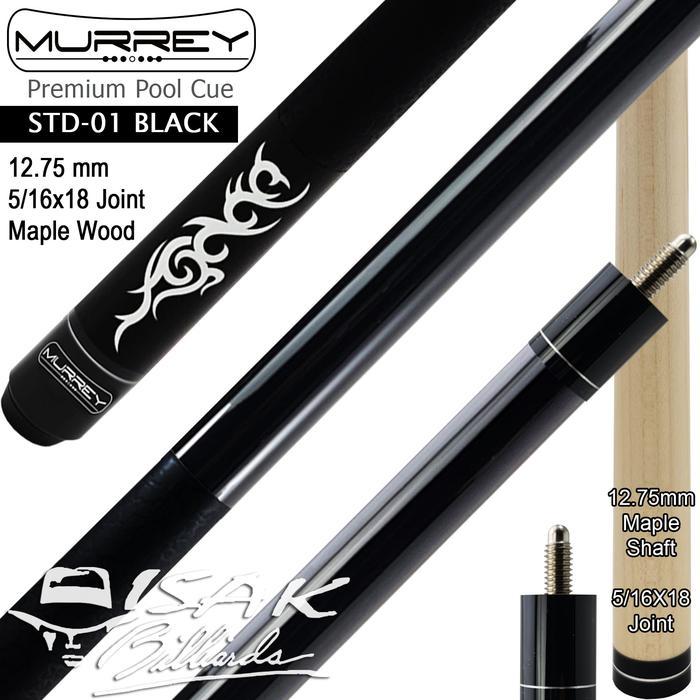 Murrey Std-1 - Maple Pool Billiard Cue Stick - Stik Biliar - Hitam