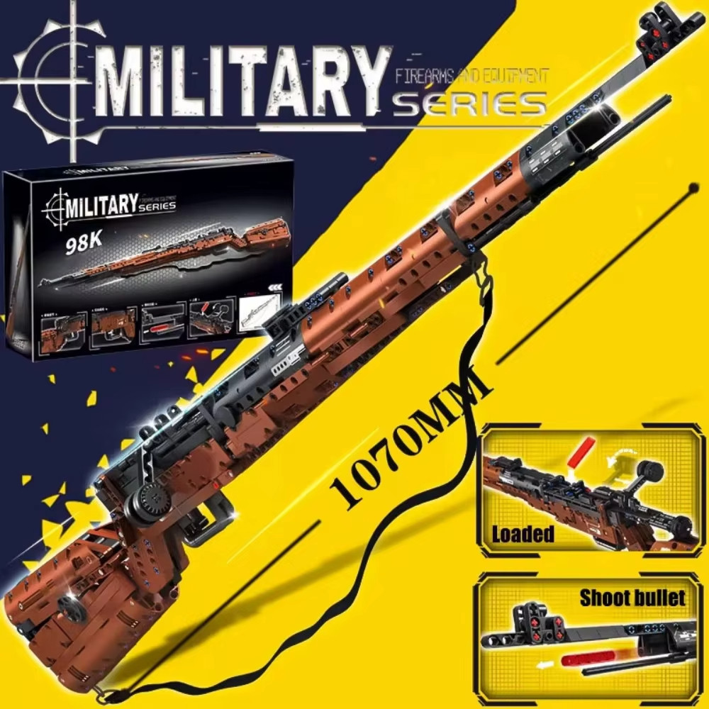 City Technical Police Military Toy Gun Sniper Rifle Building Blocks 98K Assault Rifle Assembly Brick