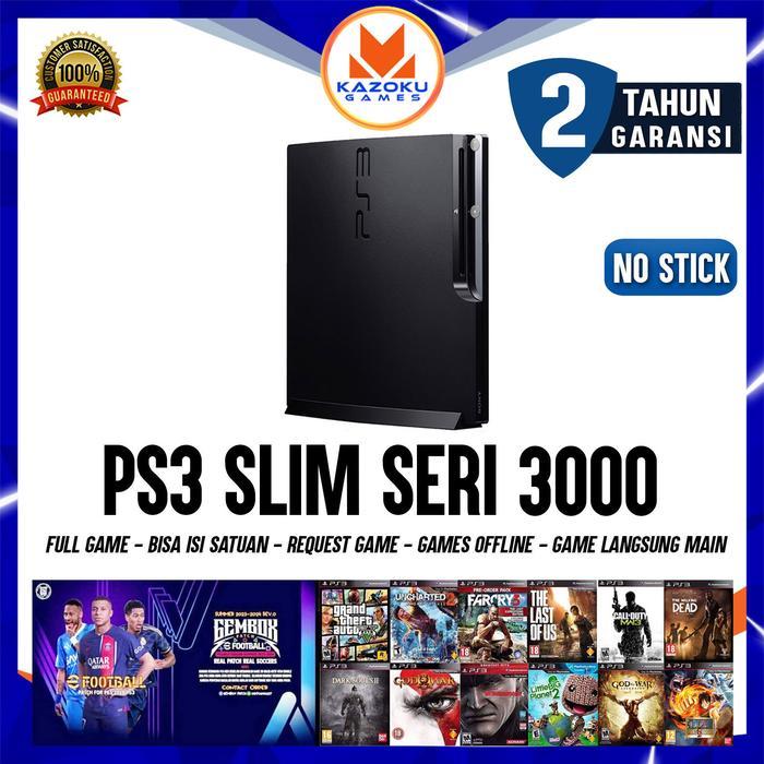 PS3 PS 3 SLIM SONY PLAYSTATION OFW SERI 3000 160GB - 500GB + 2STICK OP grade B - Putih, 160GB