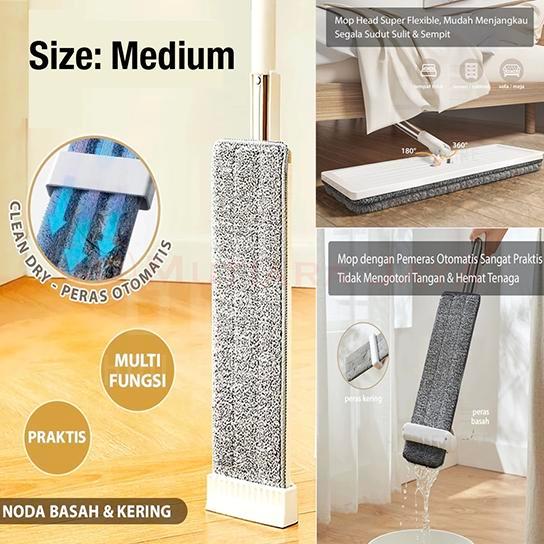 Kain Pel Lap Lantai Microfiber Peras Otomatis Mop Permbersih Putih Tarik