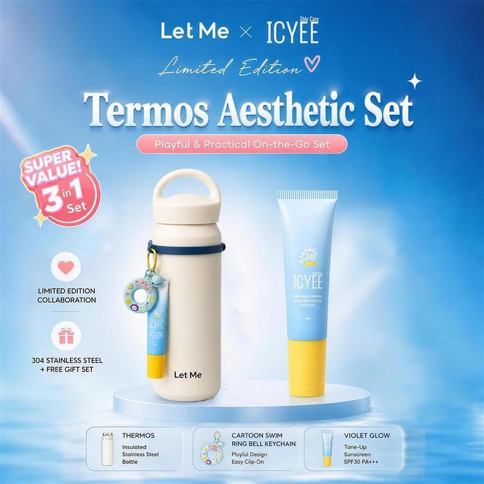 Let Me X Icyee Limited Edition Termos Aesthetic 350Ml Stainless 304 Free Gantungan & Icyee Glow