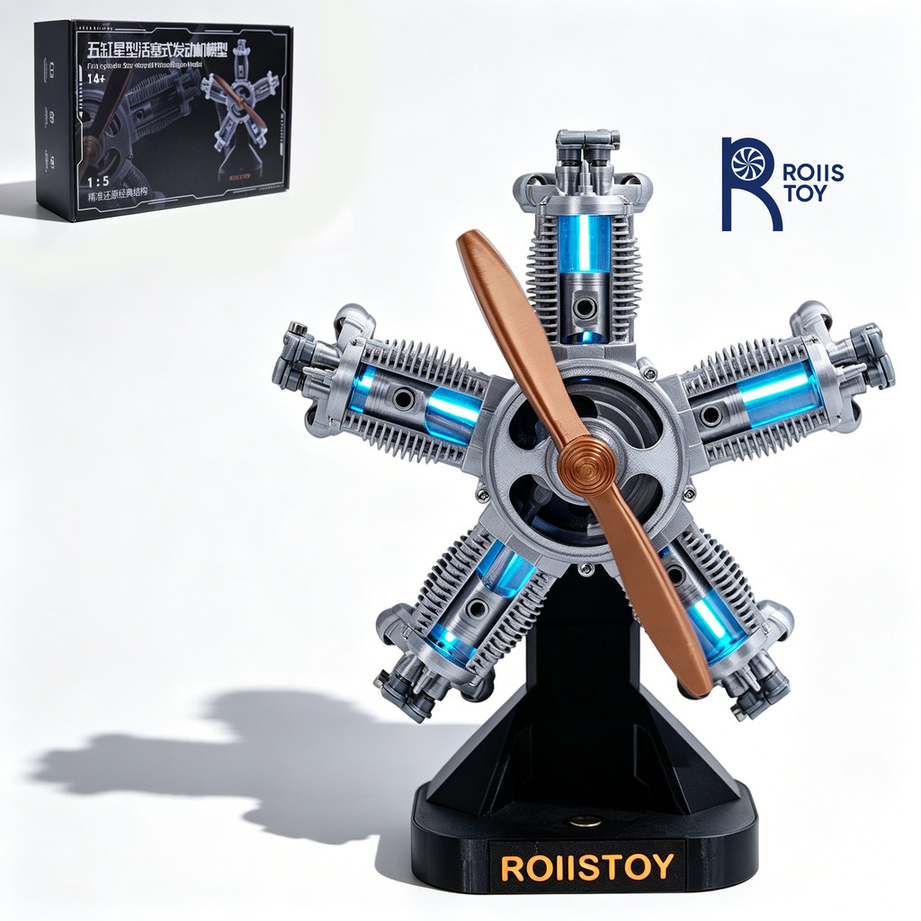 5-Cylinder Radial Engine Building Set Mini Military Plane Engine Model Kit That Runs Compatible with