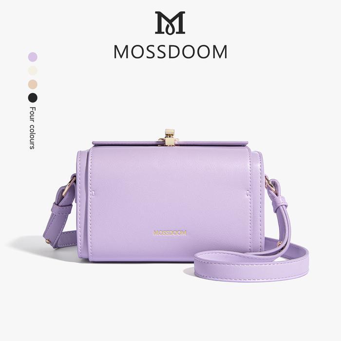 MOSSDOOM Tas Wanita Bexley Bag Tas Kotak Elegan Tas Selempang Desain Kunci Warna Solid