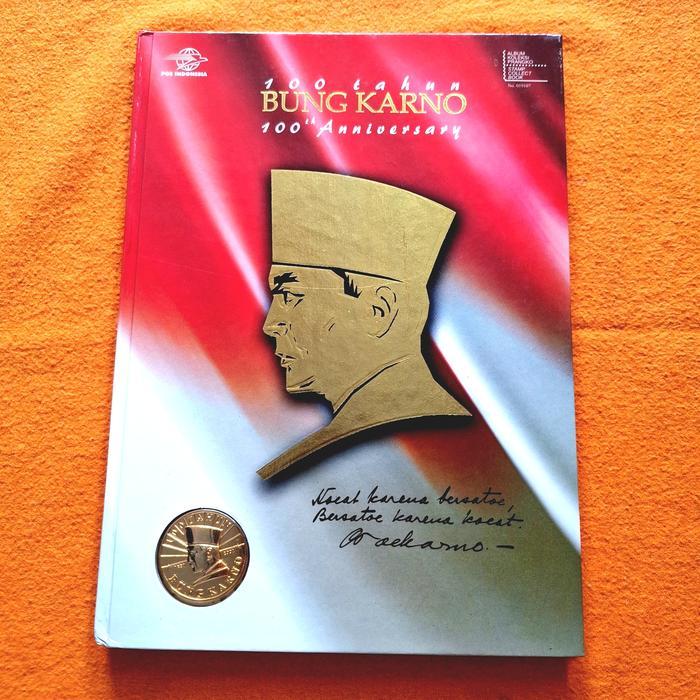 Prangko INDONESIA. PRESIDEN SOEKARNO. 100 Tahun Bung Karno Kemasan Filateli dengan Koin replika emas