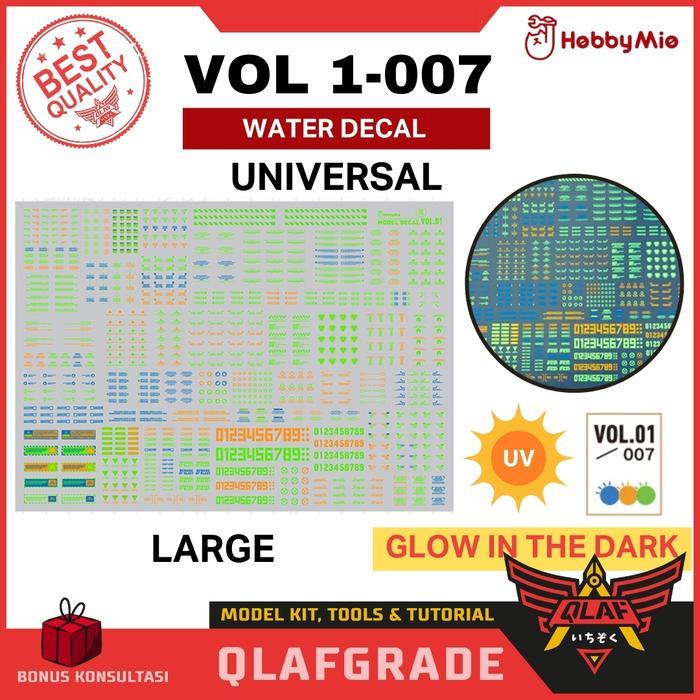 READY Water Decal Large VOL 1- 007 GLOW IN THE DARK UV MG HG RG PG - High Res. Water Slide