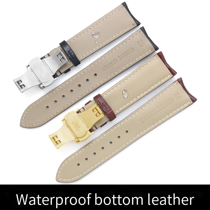 Curved leather strap for Rossini PORTUGIESER Ulysse Nardin VC black blue brown Men's bracelet