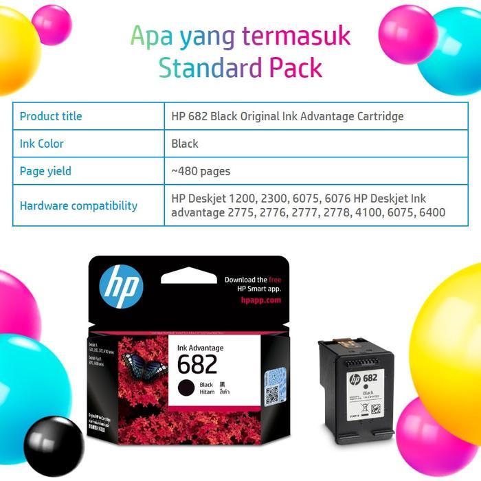HP Tinta 682 Black / Hitam Original Cartridge Tinta Asli Printer HP 1216 2335 2336 2337 2775 2776