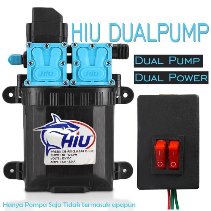 Terlaris Pompa DC 12V HIU DUAL Pump dengan saklar box ON OFF XT-60 SALE