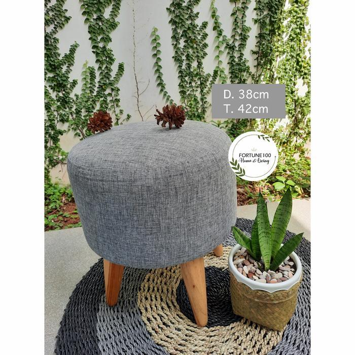 Stool / Bangku / Kursi / Sofa Stool Bulat Minimalis ST01 - BULAT ABU - ABU