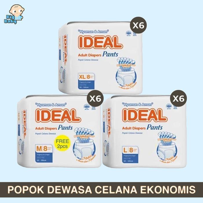 Home Shop - Paket 6 Ball Ideal Popok Dewasa Tipe Celana Anti Bakteri Size M L Xl Terbaru 