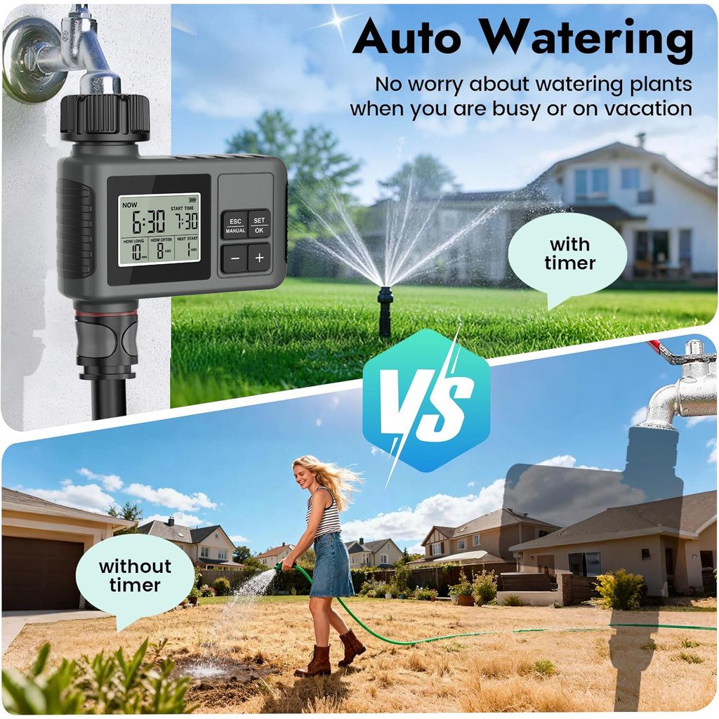 Insoma Automatic ter Timer Intelligent Irrigation tering System IPX5 LCD Display Sprinkler Timer