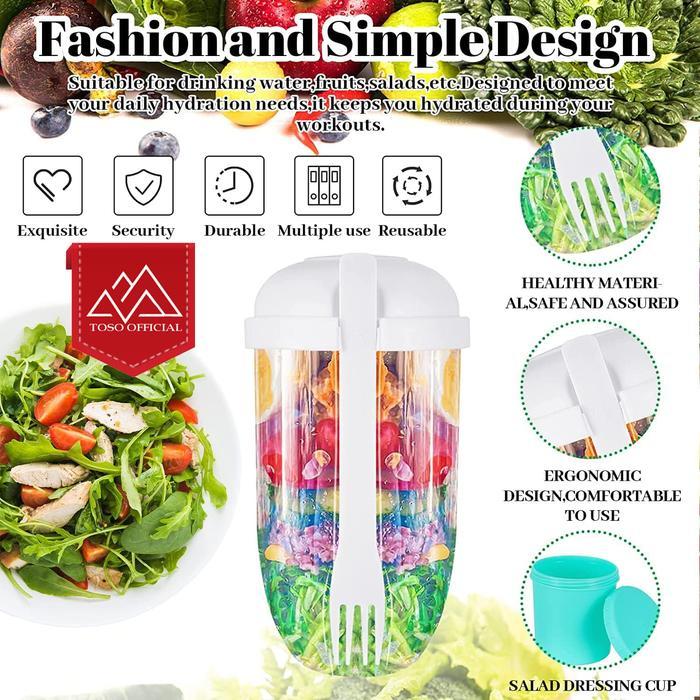 Melayani Faktur Pajak Kotak Makan Buah Sayur Salad + Garpu Salad Cup Portable Dressing Container 1