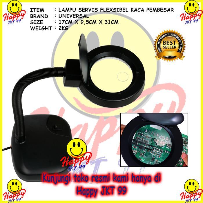 Lampu Service Kaca Pembesar Flexible Meja Belajar Servis Hp Magnifier