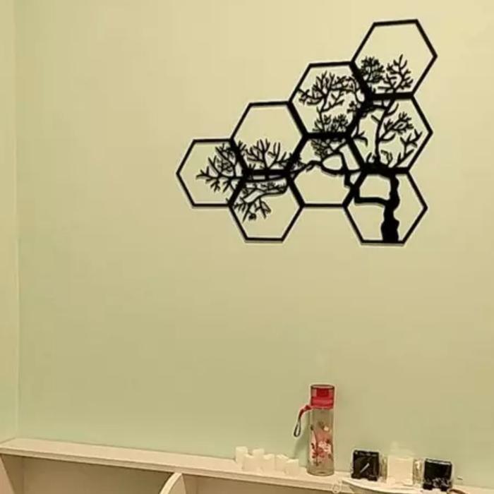 Terbaru Kreasikayu Dekorasi Hiasan Dinding Timbul Elegan Hexagonal Rangkai Model Ranting Pohon Kayu