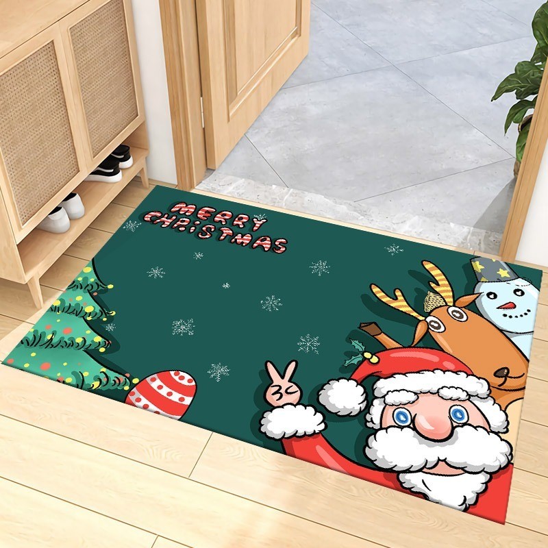 3D floor mat Natal Santa Karpet Tikar Karpet Tas Hadiah Kepingan Salju Dekorasi Rumah Keset Lantai P