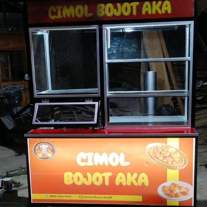 Gerobak besi Cimol Bojot Aka dengan Desain Menarik dan Praktis untuk Bisnis Makanan