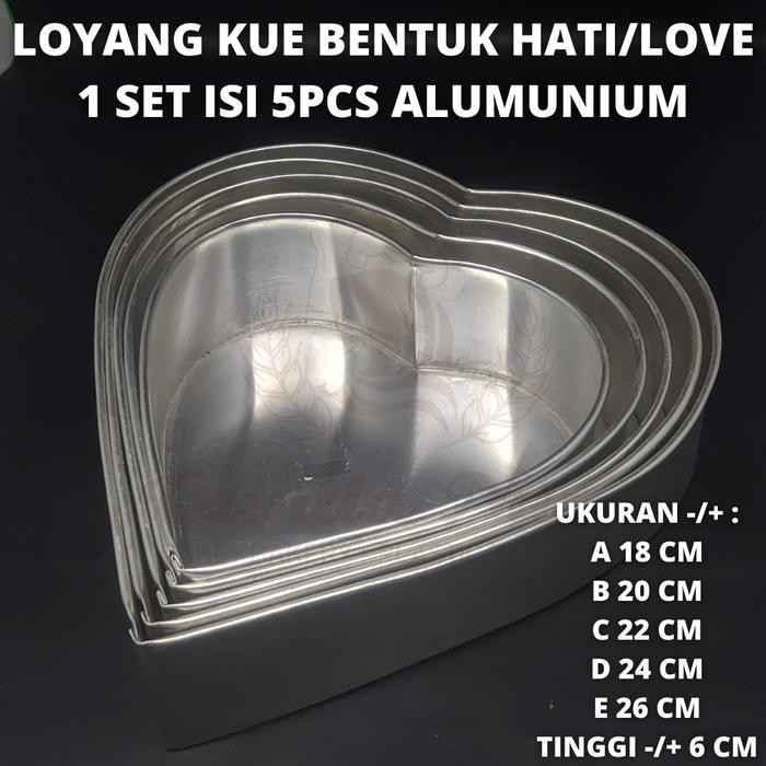 Loyang Kue Love Hati Cetakan Kue Love 1 set 5pcs Alumunium