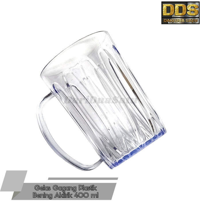 (Good) Gelas Gagang Plastik Bening Gelas Mug Aklirik 400 ML