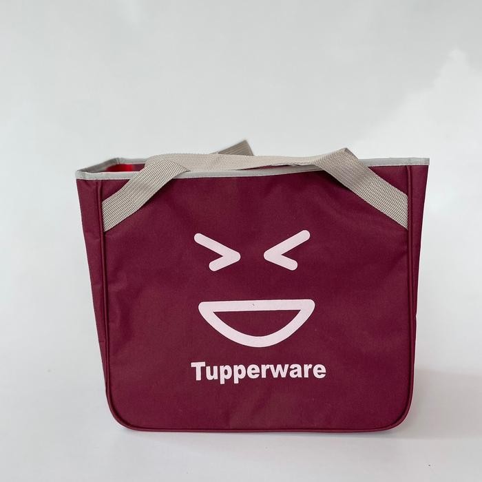 ASLI Tas SMILE Tupperware (zipper bunga es) Hitam Pink READY STOCK