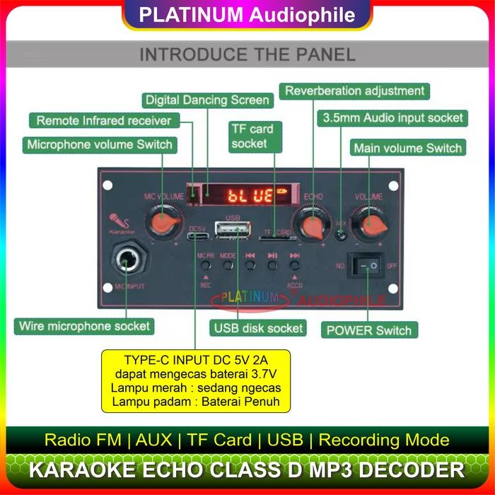 Modul Mp3 Decoder Bluetooth Karaoke Amplifier 2X 10W Multimedia Trolley Speaker 137Bt
