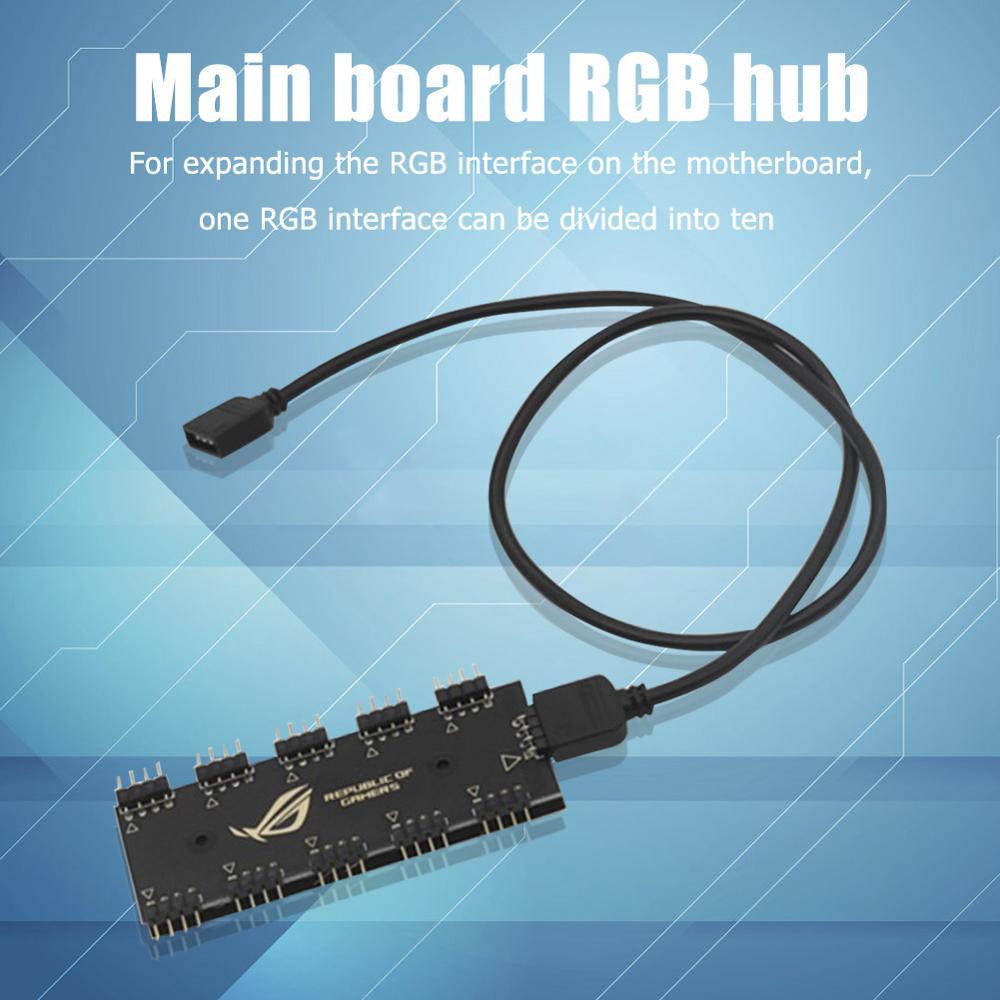 5V 3Pin/12V 4Pin RGB Synchronization HUB Splitter 1 to 10 RGB SYNC Extension Cable for GIGABYTE AURA