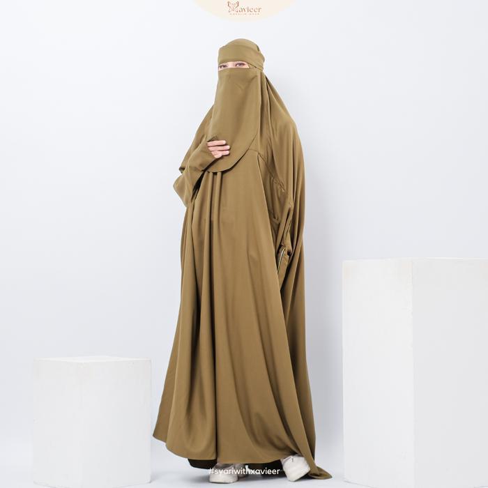 SALE Xavieer - Haneen Overhead Khimar Panjang Instan Cadar Poni Haji Umrah Adem