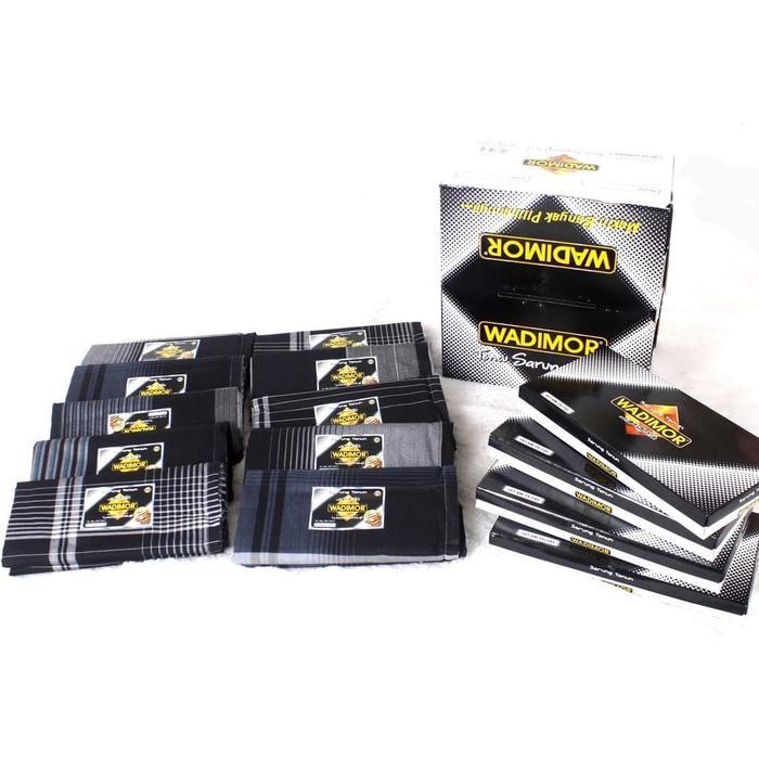 Sarung Wadimor Hitam Putih Motif Muslim Tenun Katun Kotak Kain Santri Siap Kirim