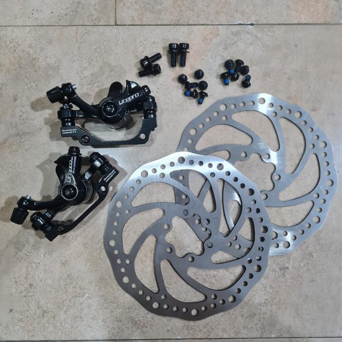 Disc Brake Set Litepro Rotor Caliper Mekanik Rem Cakram Mt200 Tektro Master Rem Sepeda Gunung