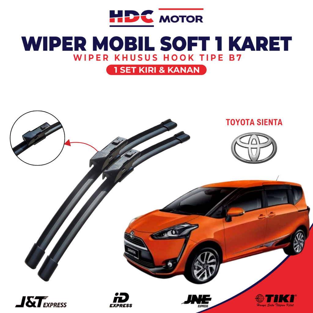 Wiper Blade Toyota Sienta Frameless Pembersih Kaca Depan Mobil 1 Set Kiri dan Kanan