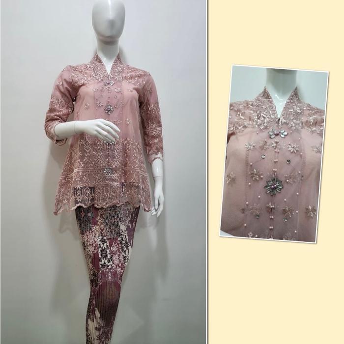 eyys- Kebaya Kartini Modis Remaja Bordir Payet Pesta Hitam Baju Wanita Dress Tangan