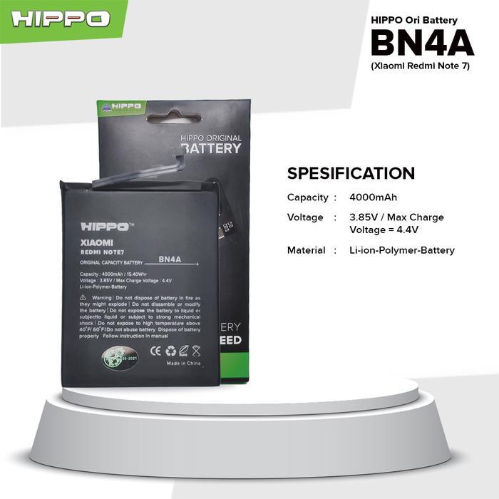 5ciw- Baterai Hippo For Xiaomi Redmi Note 7 / Note 7 Pro Bn4A 4000 Mah Garansi Resmi