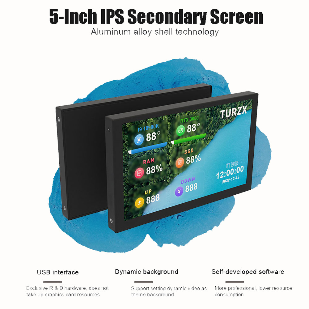 5 Inch I Secondary Screen Computer Usb Display Freely Aida64 Pc Temperature Display Dynamic Theme