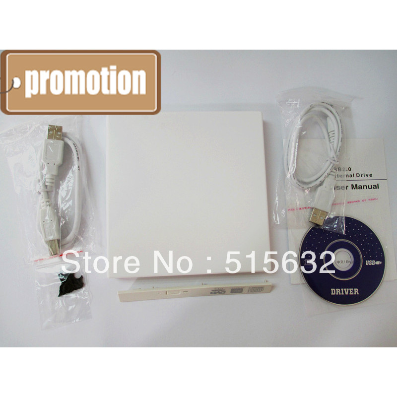 Laptop External USB 2.0 CD DVD ROM Portable Drive Enclosure IDE External Case White
