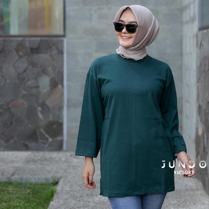 olfc- Terlaris Kaos Basic Hijau Botol Kaos Oversize Lengan 7/8 Kaos Muslimah Kaos Polos Kaos