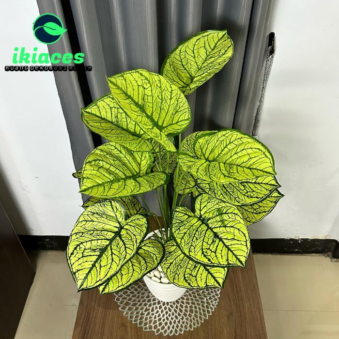 DAUN AGLONEMA PLASTIK BUNGA HIAS PLASTIK DAUN MONSTERA DEKOR POT BUNGA