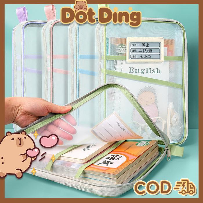 [Dotding]Set Tas Mapel Ukuran Besar Dengan Resleting - Map Plastik Transparan Organizer Multifungsi