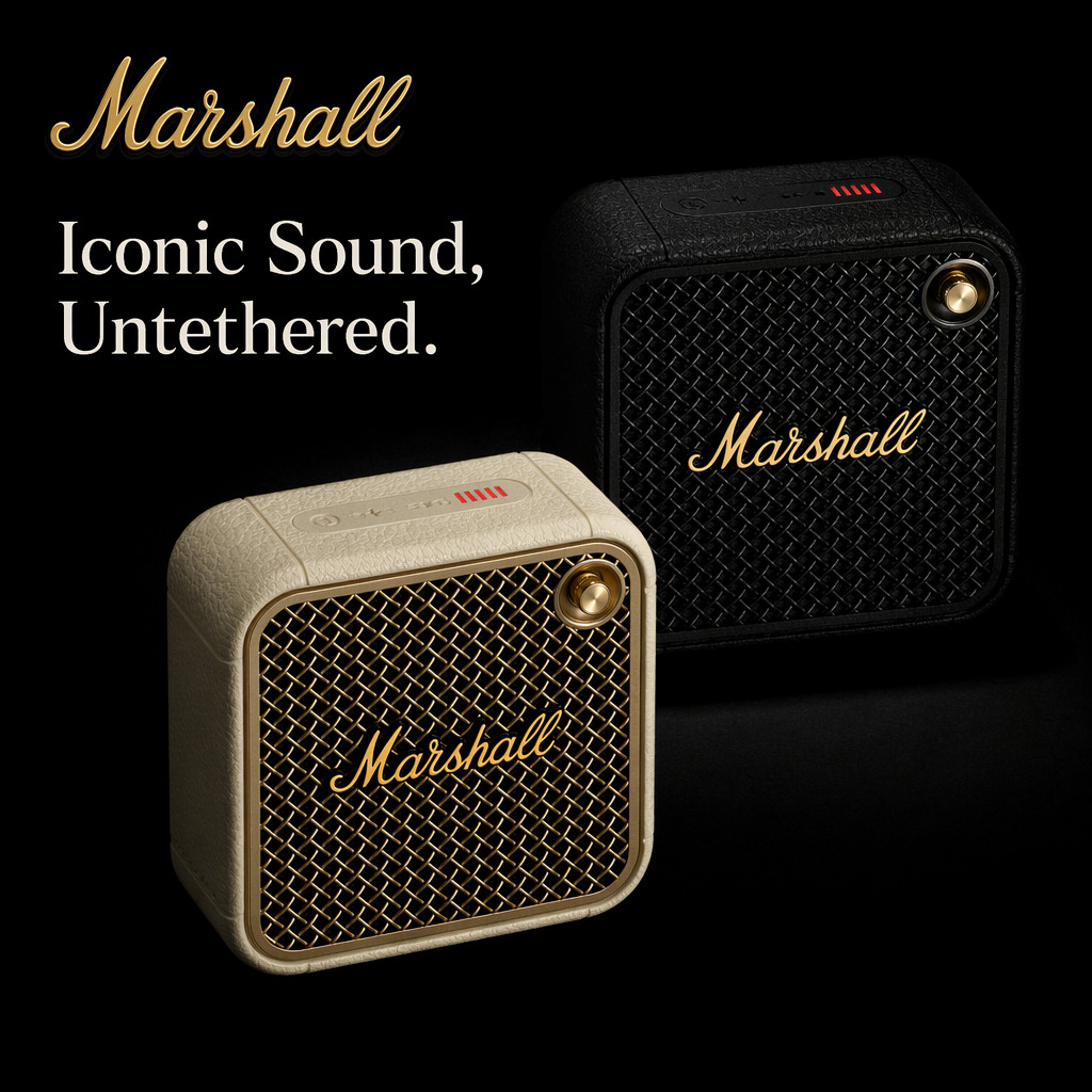 Marshall Willen Mini Square Bluetooth Speaker Retro Texture Wireless Heavy Bass Audio Speaker