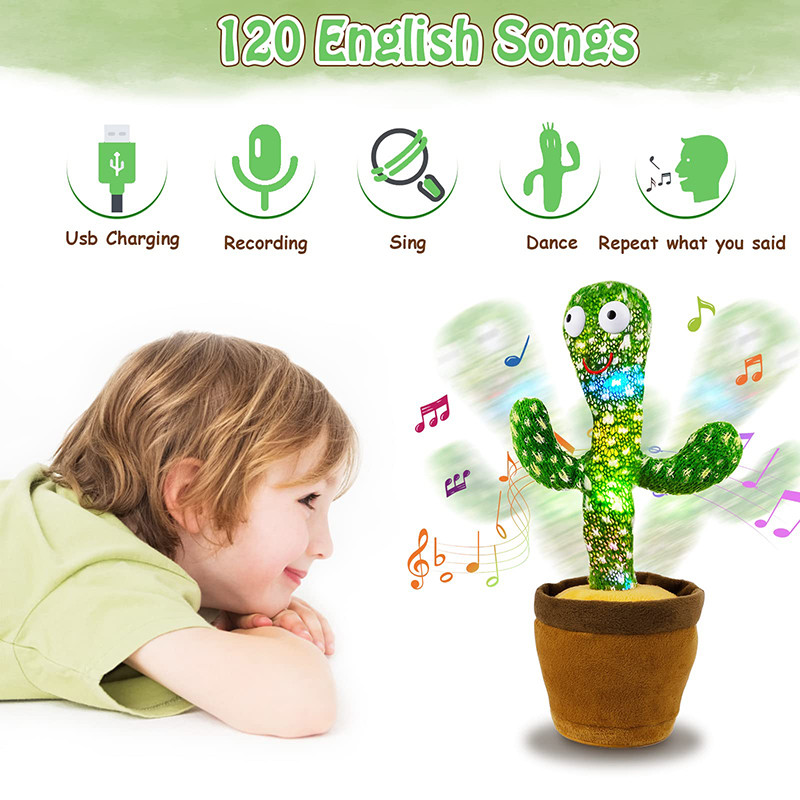 Kids Dancing Talking Cactus Toys Interactive Talking Sunny Cactus Electronic Plush Toy Home