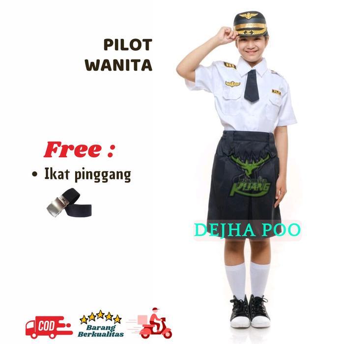 Seragam Pilot Anak Perempuan Kostum Profesi Pilot Usia 34 Tahun