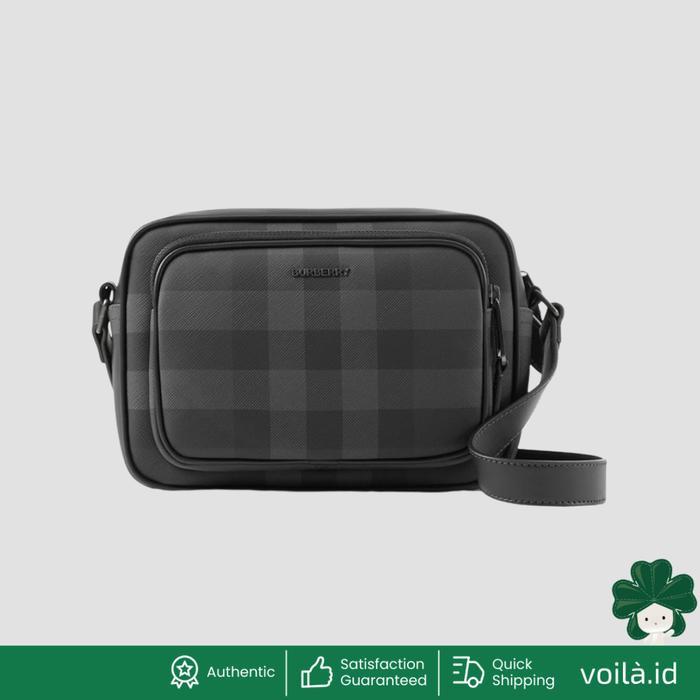 Voilaid Check and Leather Paddy Bag Charcoal
