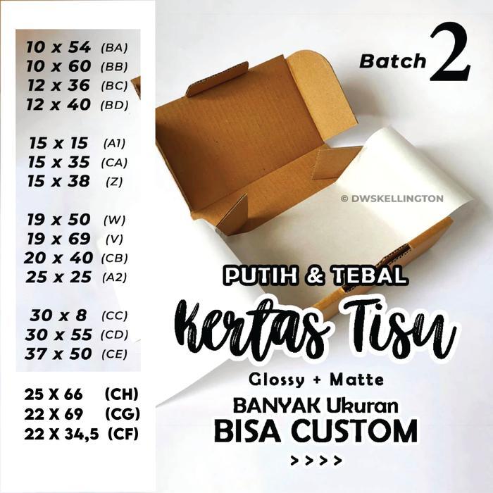 [UKURAN BARU] Tissue Paper Roti Custom Kertas Tisu Doorslag Packing Putih Kado Hadiah Pita