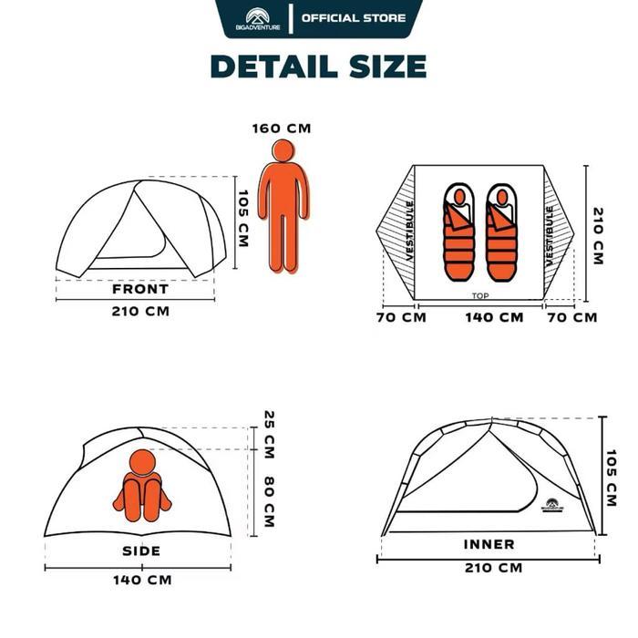 Bigadventure Tambora 2P Series - Tenda 2 Orang - Tenda Camping Gunung