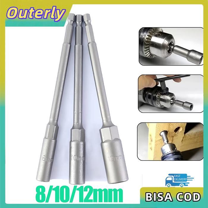TERLARIS READY3PCS/SET ADAPTOR SOCKET MATA KUNCI SHOCK FORMAT HEXAGONAL UKURAN 8MM 10MM 12MM
